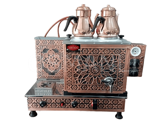 Tiryaki 2 Demlikli Bakır Tam Otomatik Çay Kazanı GAZ+ELK