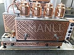 Sistem 4 Demlikli Bakır Tam Otomatik Çay Kazanı GAZ+ELK