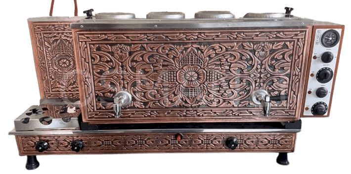 Sistem 4 Demlikli Bakır Tam Otomatik Çay Kazanı GAZ+ELK