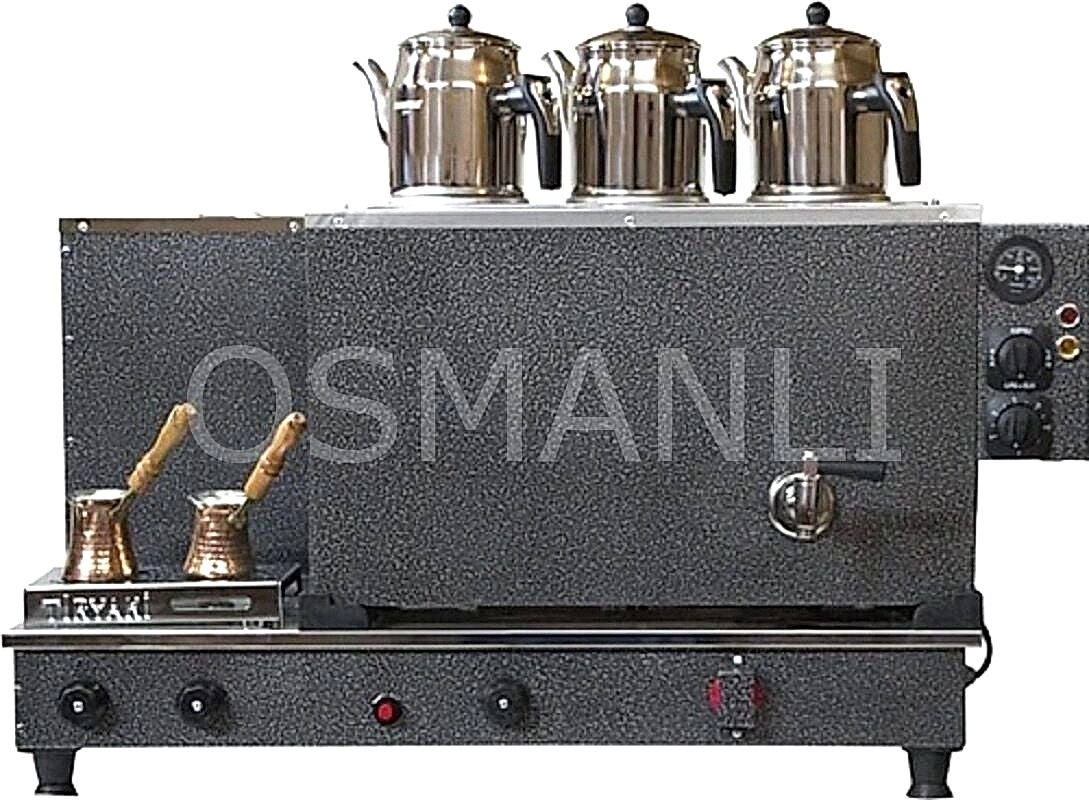 Tiryaki 3 Demlikli GRİ Tam Otomatik Çay Kazanı GAZ+ELK