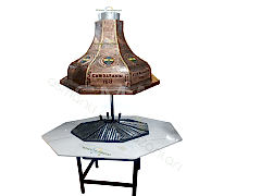 Osmanlı Sekizgen Bakır Mangalbaşı Masa Izgara Davlumbaz Ocakbaşı Tam Takım