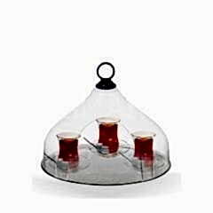 Osmanlı KAPALI (ŞEFFAF) ASKILI ÇAY TEPSİSİ - KÜÇÜK BOY