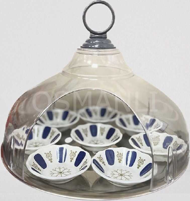 Osmanlı KAPALI (ŞEFFAF) ASKILI ÇAY TEPSİSİ - KÜÇÜK BOY