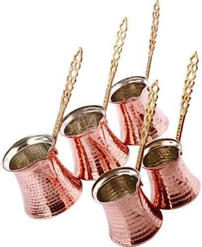 Osmanlı BAKIR CEZVE SETİ - 5Lİ BOY BOY BAKIR CEZVELER