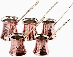 Osmanlı BAKIR CEZVE SETİ - 5Lİ BOY BOY BAKIR CEZVELER