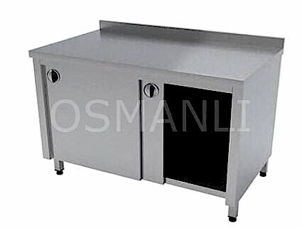 Osmanlı KAPALI PASLANMAZ TEZGAH - MUTFAK ÇALIŞMA TEZGAHI SÜRGÜLÜ KAPAKLI
